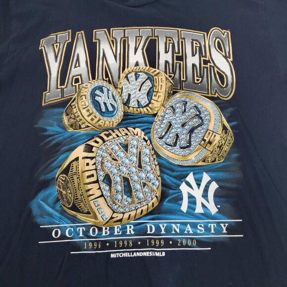 New York Yankees T-Shirt Men’s Medium Blue World Series Rings October Dynasty - Picture 5 of 8